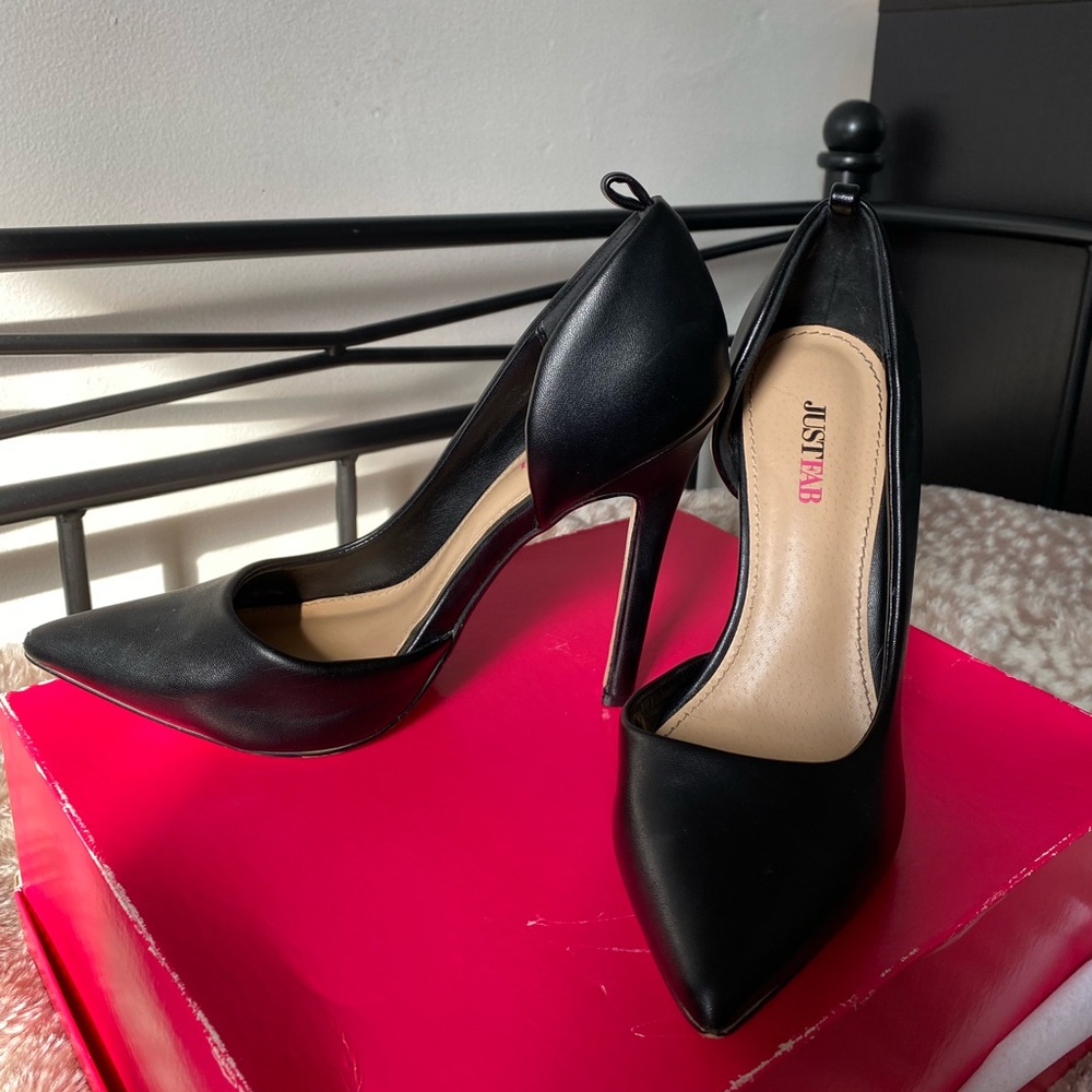 Black stiletto cut out heels